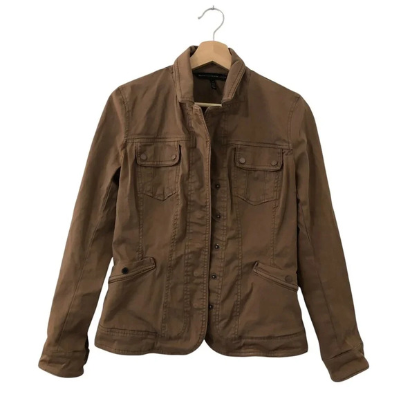 White House Black Market Cargo Cotton Jacket  Anorak Light Brown Neutral Size 4 - Picture 1 of 9
